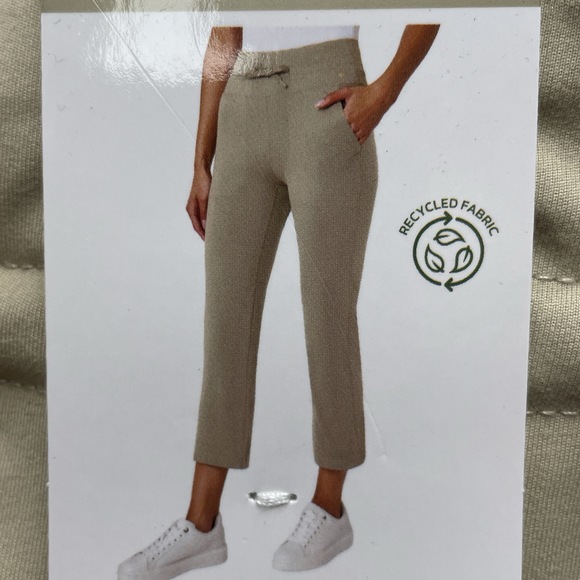 Mondetta Pants - Mondetta Women's M High-Rise Capri with Drawcord Beige Recycled d1096